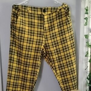 Vintage Yellow and Black Plaid Corduroy Pants